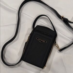 Steve Madden Black Mini Crossbody with Gold Details